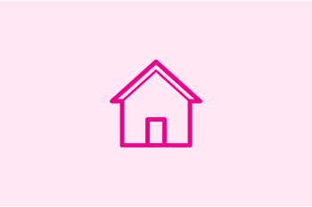 A graphic of a pink house. 